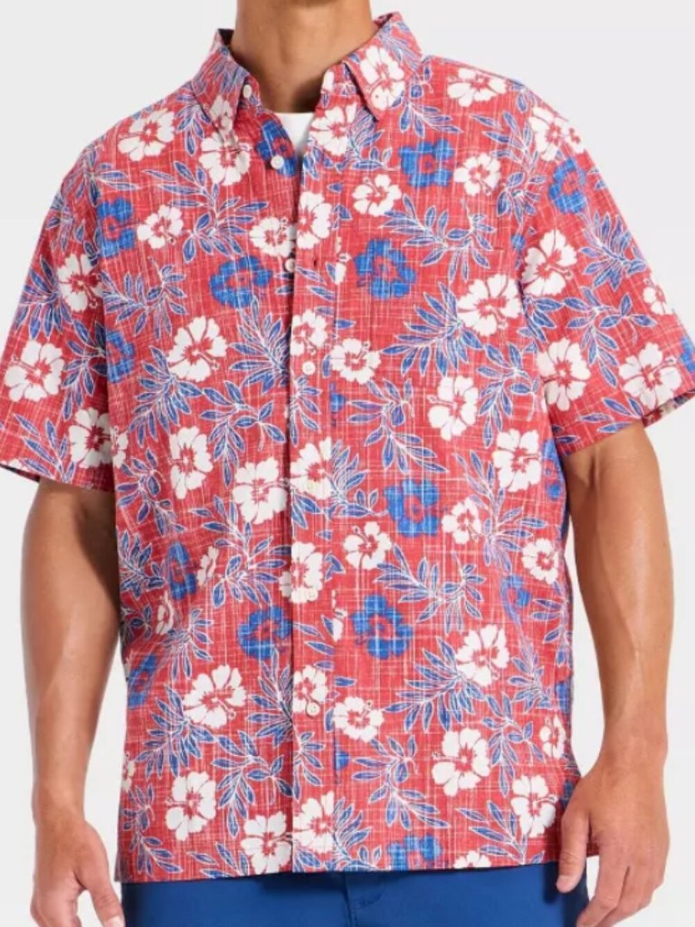 NEW Reyn Spooner Men's Short Sleeve Red Blue Button-Down Navy Small Shirt